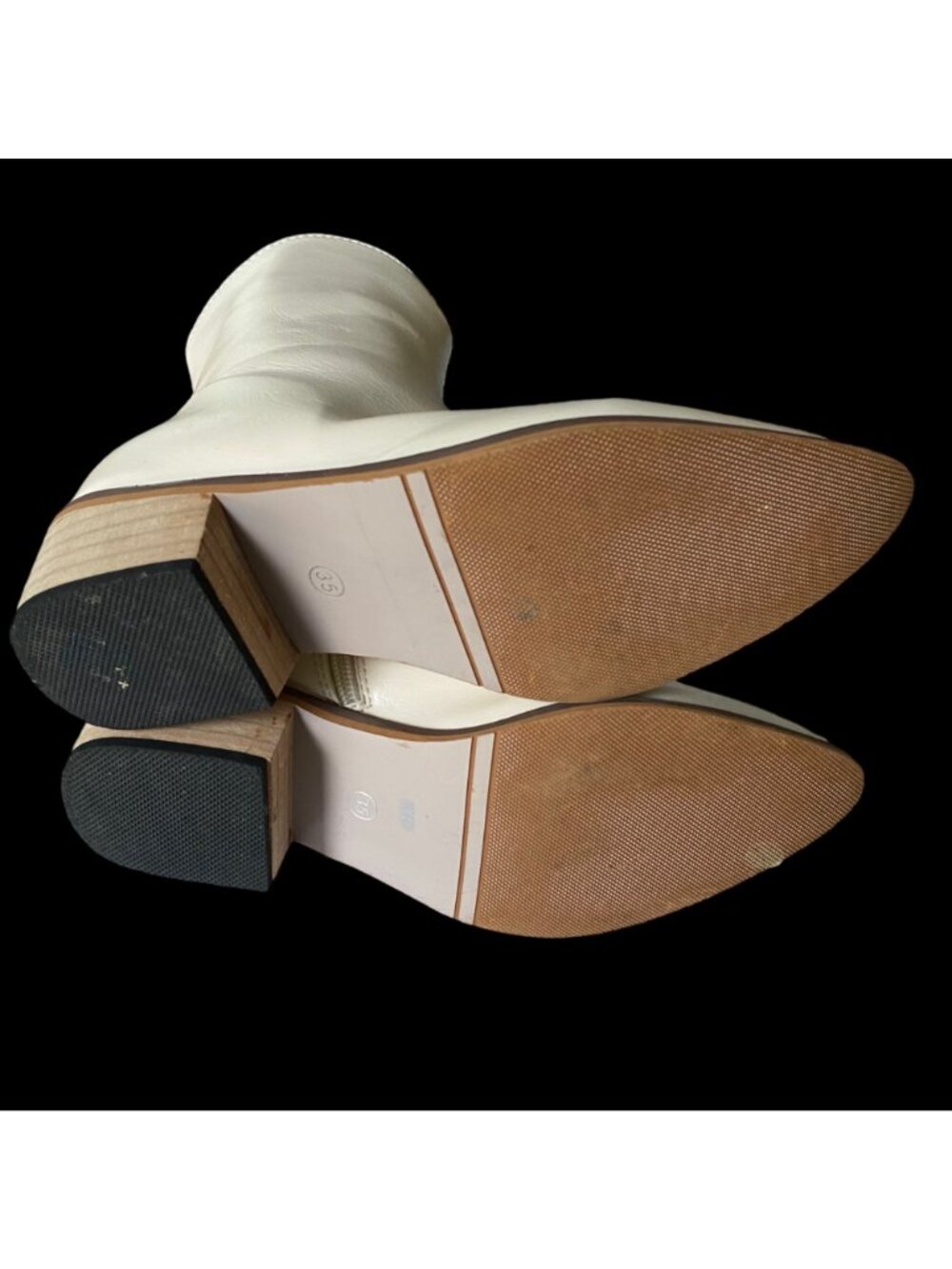 Ankle Bootie Women's Size 35 US 4. 5 Polyurethane Cream Zipper Pointed Toe - Picture 7 of 16